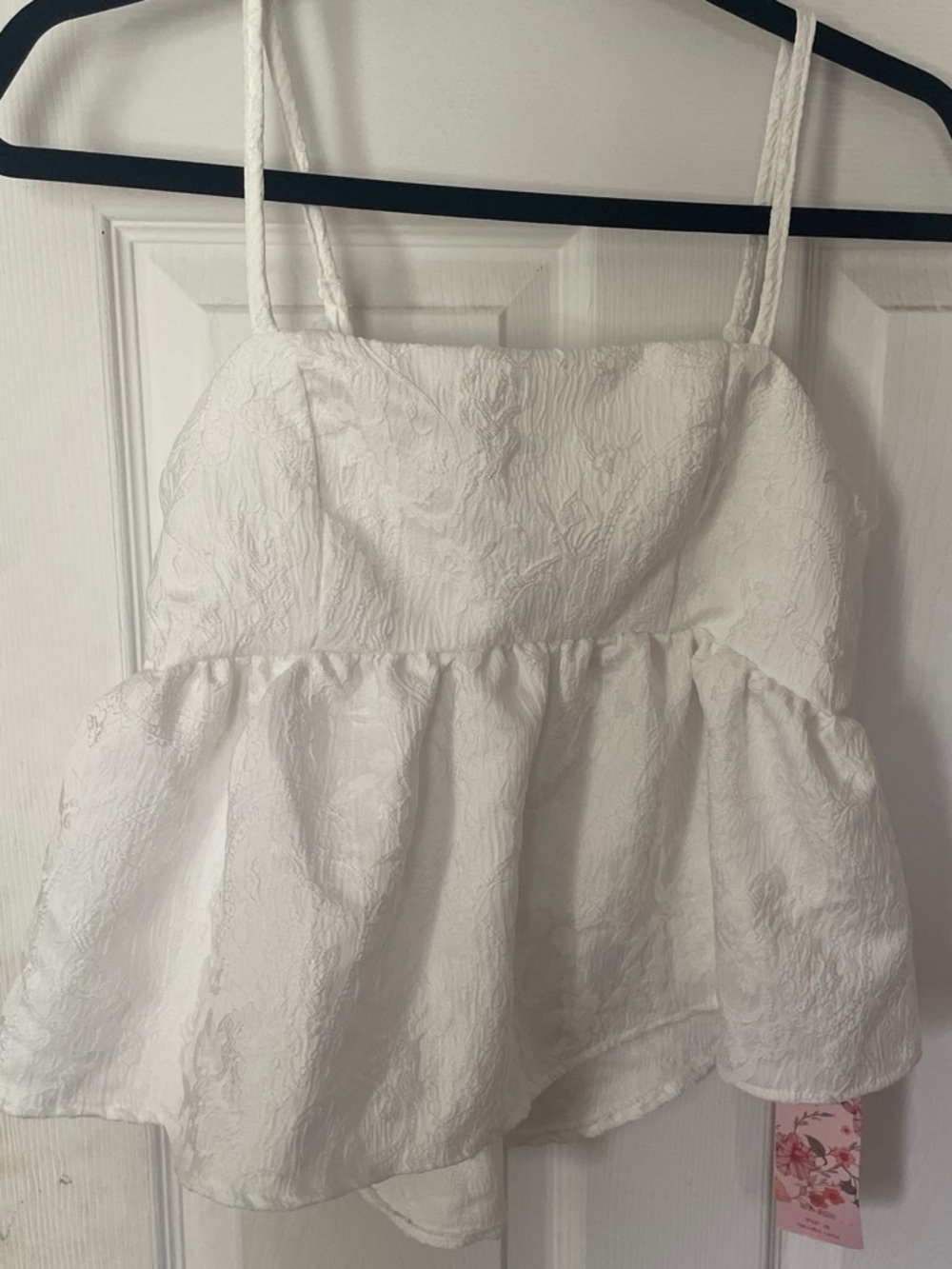 SHEIN White Textured Peplum Cami